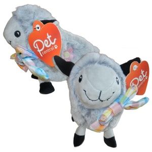 Pet Central Squeaky Happy Plush Stuffed Lamb Dog Toy Easter Soft NEW Lot of 2